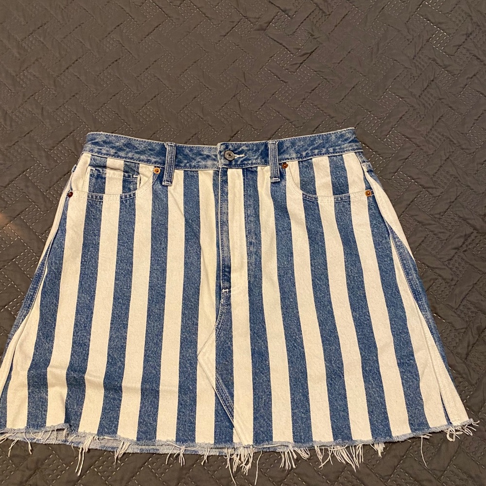 Abercrombie & Fitch Stripped Jean Skirt